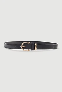 Womens Square Metallic Buckle Faux Leather Belts 2 Pack, Multi, Size M-L