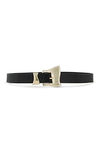 Womens Plus Size Faux Leather Rhinestone Buckle Belt, Black, Size 2X