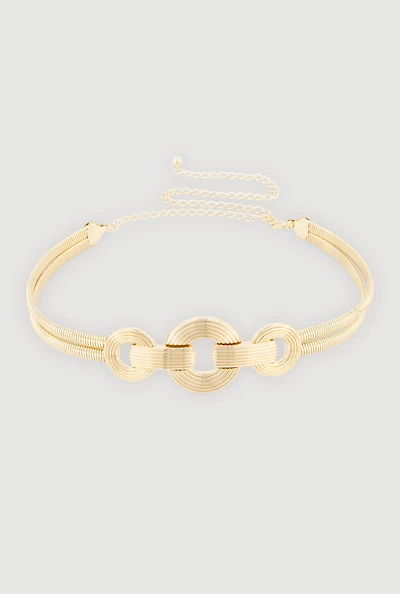 Metallic Triple Ring Snake Chain Belt