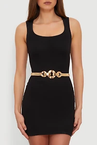 Metallic Triple Ring Snake Chain Belt