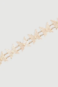 Womens Metallic Butterfly Chain Waist Belt, Gold, Size S-M