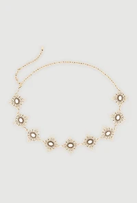 Metallic Geometric Brooch Chain Belt