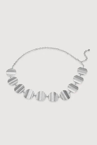 Metallic Wavy Textured Oval Chain Belt
