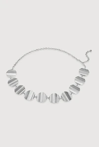 Metallic Wavy Textured Oval Chain Belt