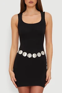 Metallic Wavy Textured Oval Chain Belt