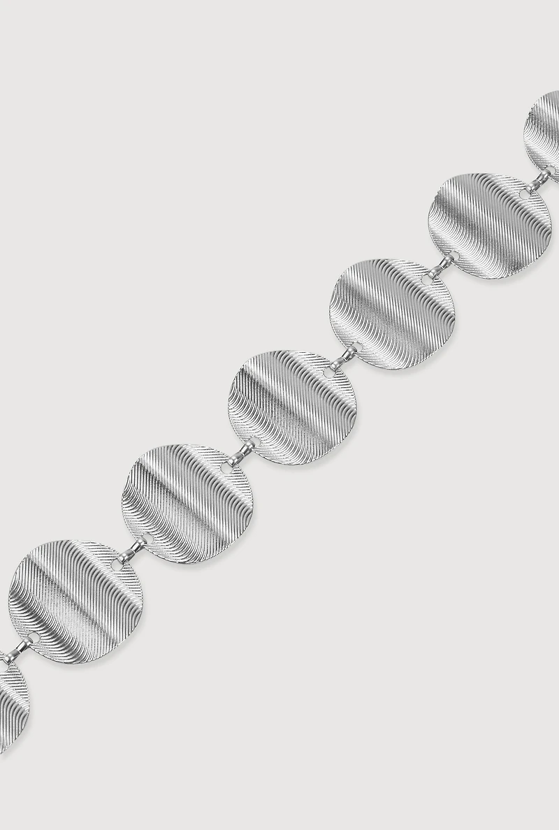 Metallic Wavy Textured Oval Chain Belt