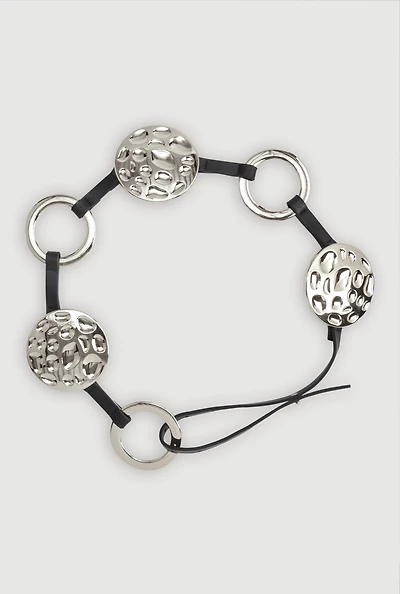 Metallic Textured Circle Waist Belt