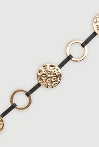 Womens Metallic Textured Circle Waist Belt, S-M