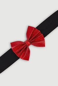 Womens Rhinestone Bow Stretch Belt, Red, Size S-M