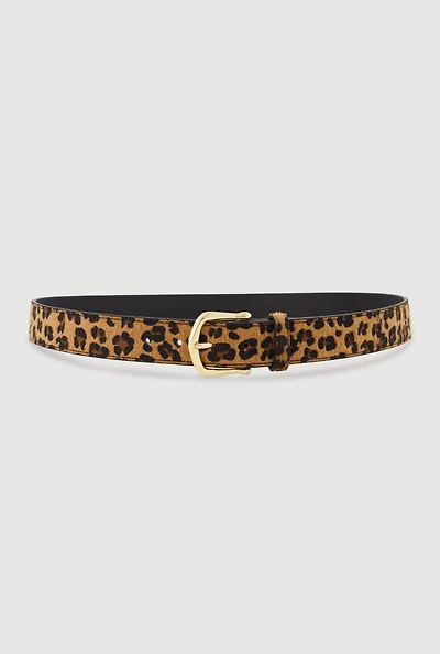 Plus Leopard Print Belt with Metallic Buckle