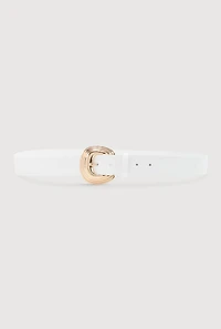 Plus Metallic Buckle Faux Leather Belt