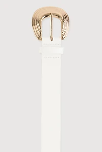 Plus Metallic Buckle Faux Leather Belt