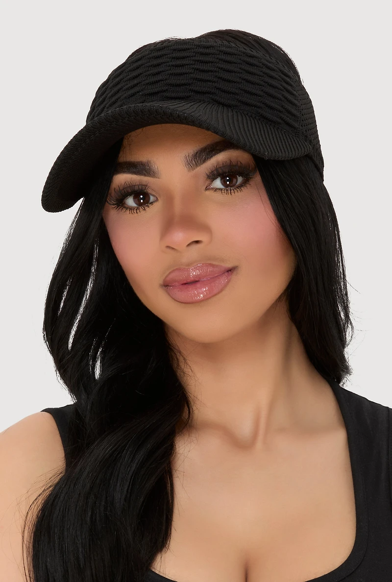 Womens Textured Knit Visor,