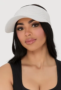 Womens Textured Knit Visor, White