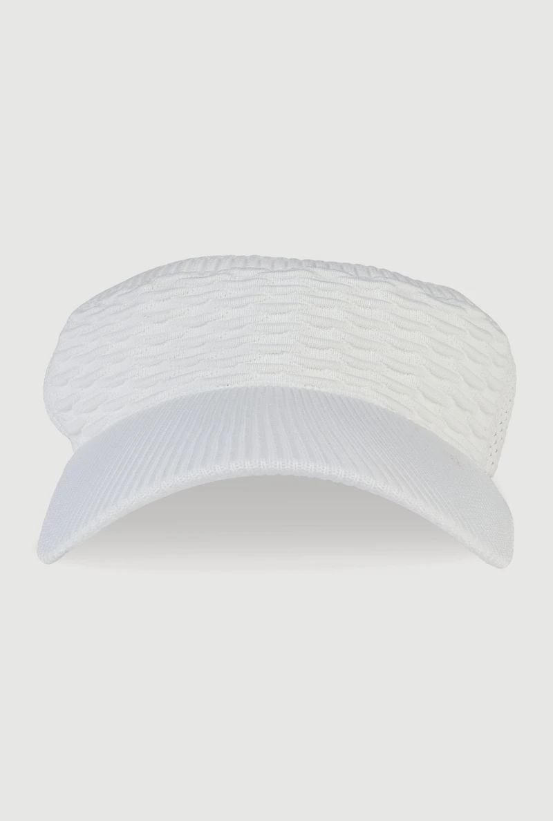 Womens Textured Knit Visor, White