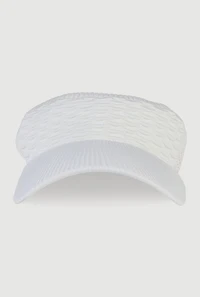 Womens Textured Knit Visor, White