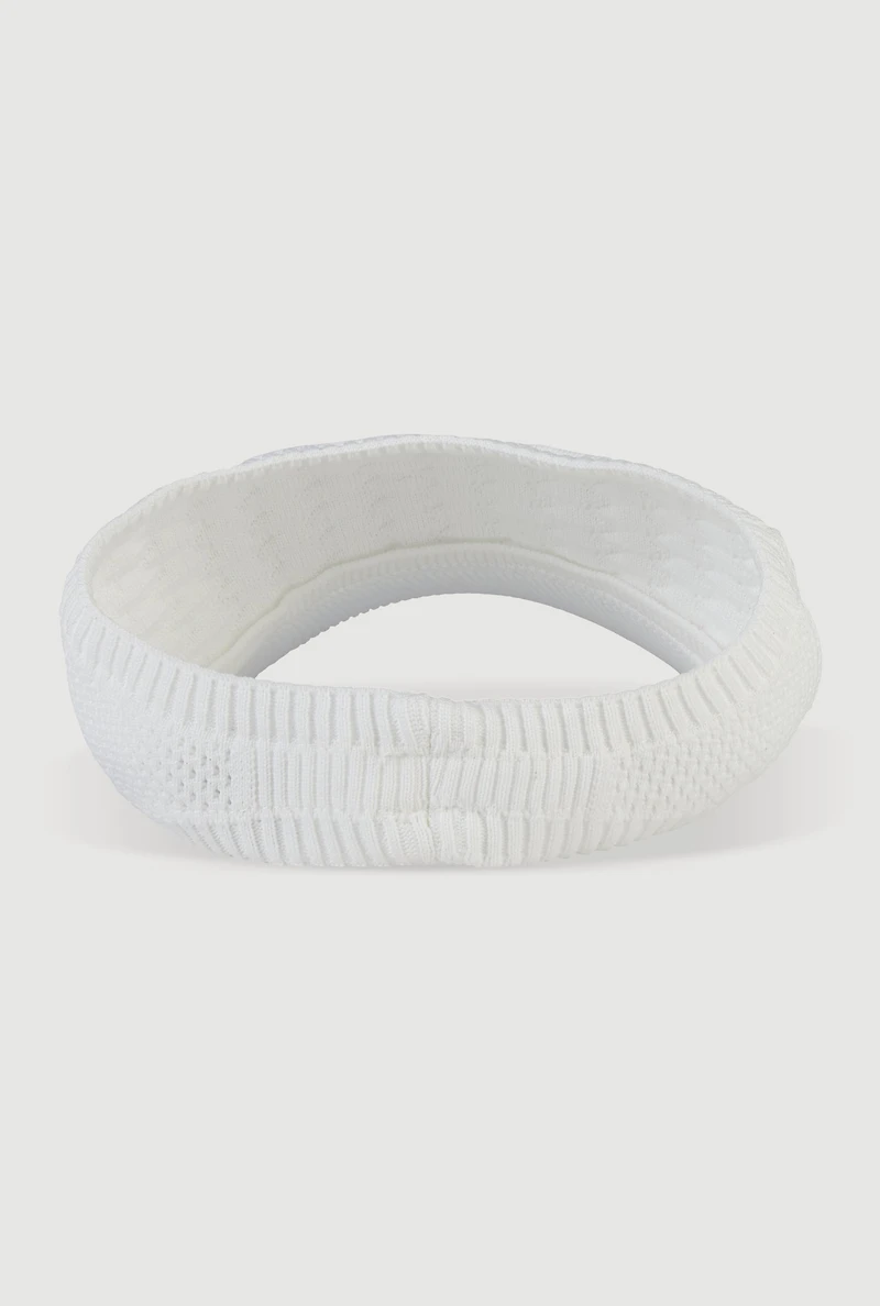 Womens Textured Knit Visor, White