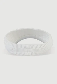 Womens Textured Knit Visor, White