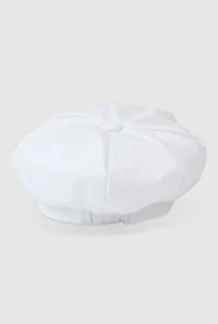 Womens Rhinestone Chain Detail Cabbie Hat, White