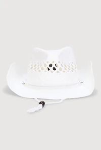 Womens Woven Straw Cowboy Hat, White