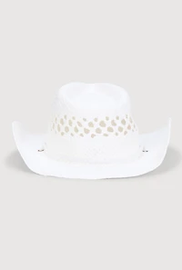 Womens Woven Straw Cowboy Hat, White
