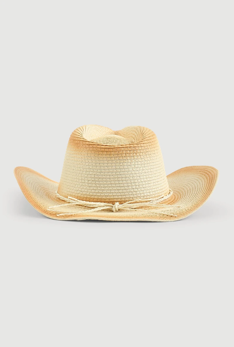 Womens Contrast Trim Cowboy Hat, Beige
