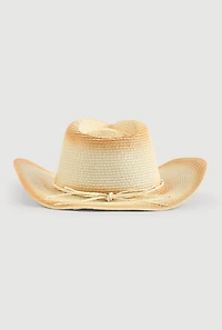 Womens Contrast Trim Cowboy Hat, Beige