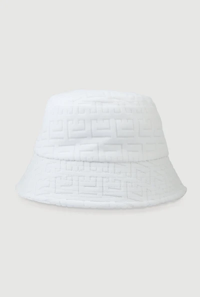 Womens Greek Key Bucket Hat, White
