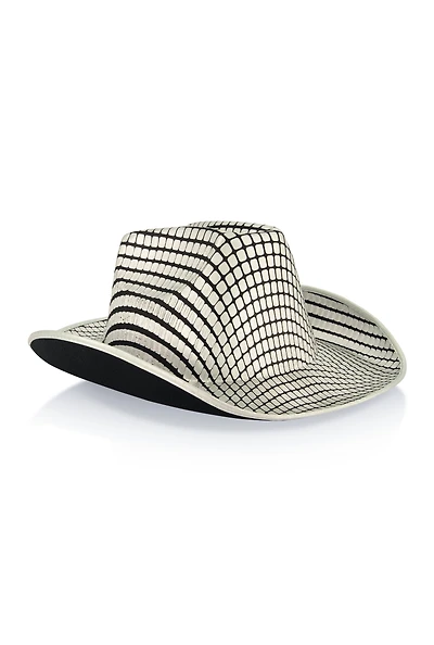 Metallic Patterned Chin Strap Cowboy Hat