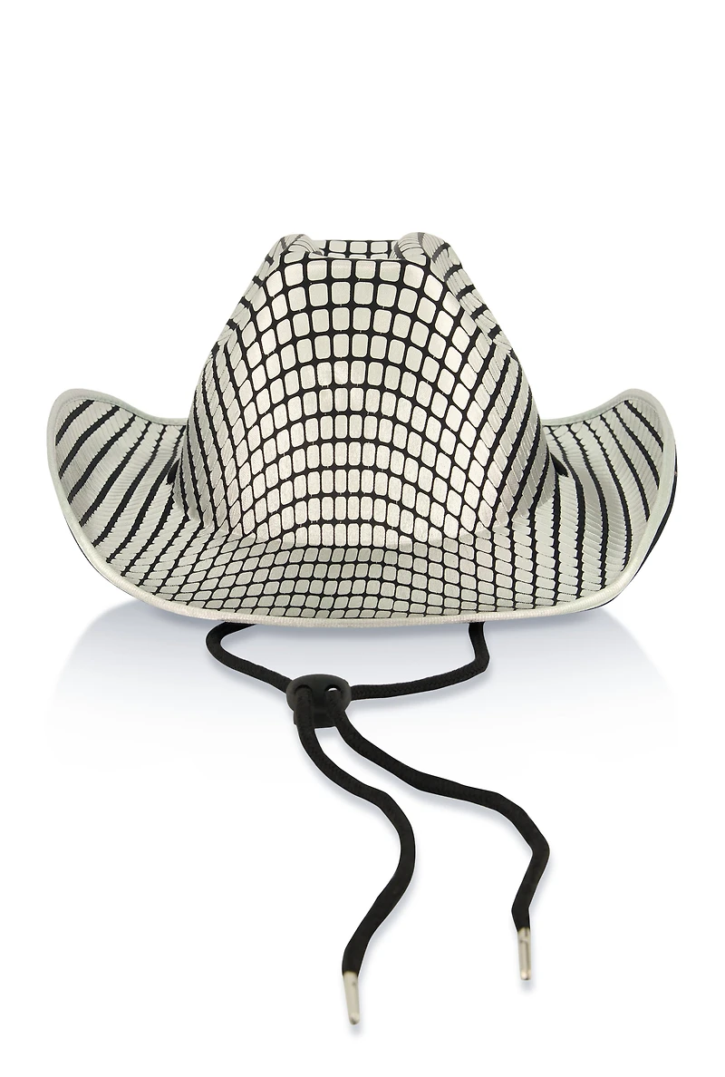 Metallic Patterned Chin Strap Cowboy Hat