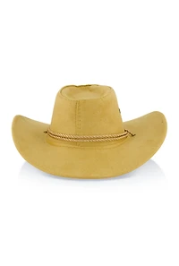 Womens Faux Suede Chin Strap Cowboy Hat, Beige