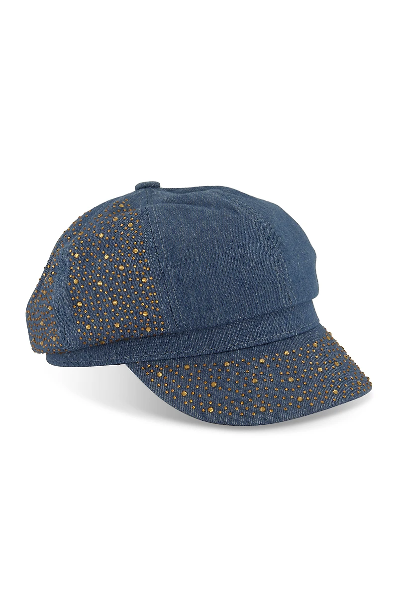 Rhinestone Studded Cabbie Hat