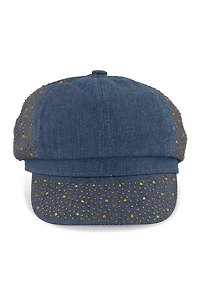 Rhinestone Studded Cabbie Hat