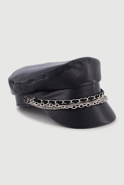 Layered Chain Detail Cabbie Hat