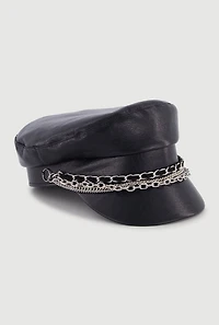 Layered Chain Detail Cabbie Hat