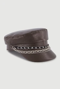 Layered Chain Detail Cabbie Hat