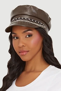 Layered Chain Detail Cabbie Hat
