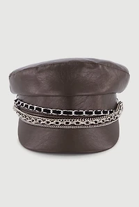 Layered Chain Detail Cabbie Hat