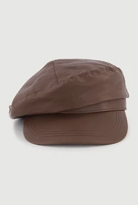 Faux Leather Slouchy Cabbie Hat