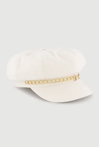 Horsebit Chain Detail Cabbie Hat