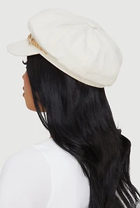 Horsebit Chain Detail Cabbie Hat