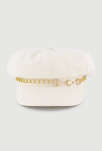 Horsebit Chain Detail Cabbie Hat