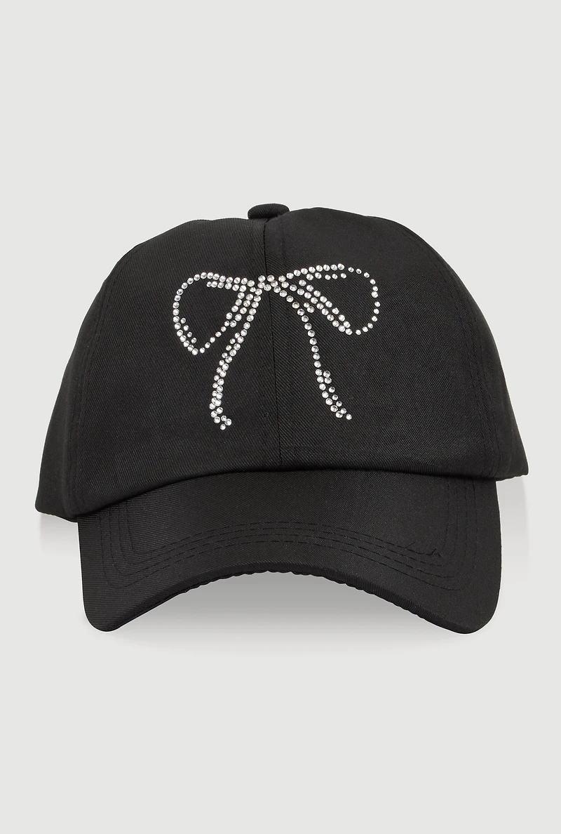 Rhinestone Bow Baseball Cap