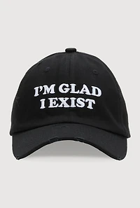 Womens Im Glad I Exist Baseball Cap, Black