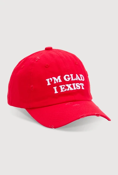 Womens Im Glad I Exist Baseball Cap, Red