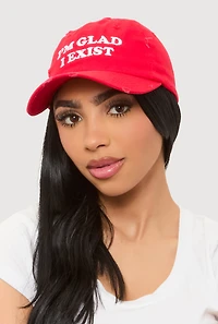Womens Im Glad I Exist Baseball Cap, Red