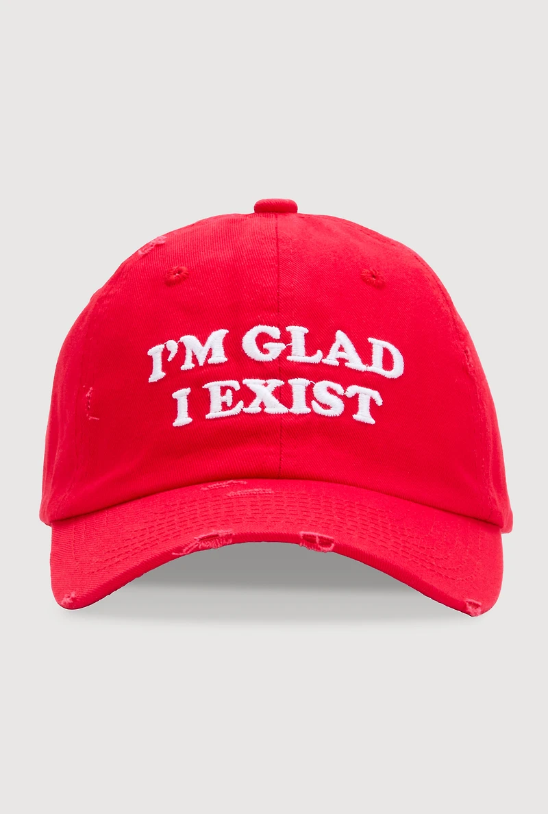 Womens Im Glad I Exist Baseball Cap, Red