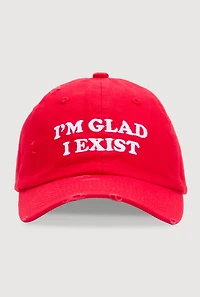 Womens Im Glad I Exist Baseball Cap, Red