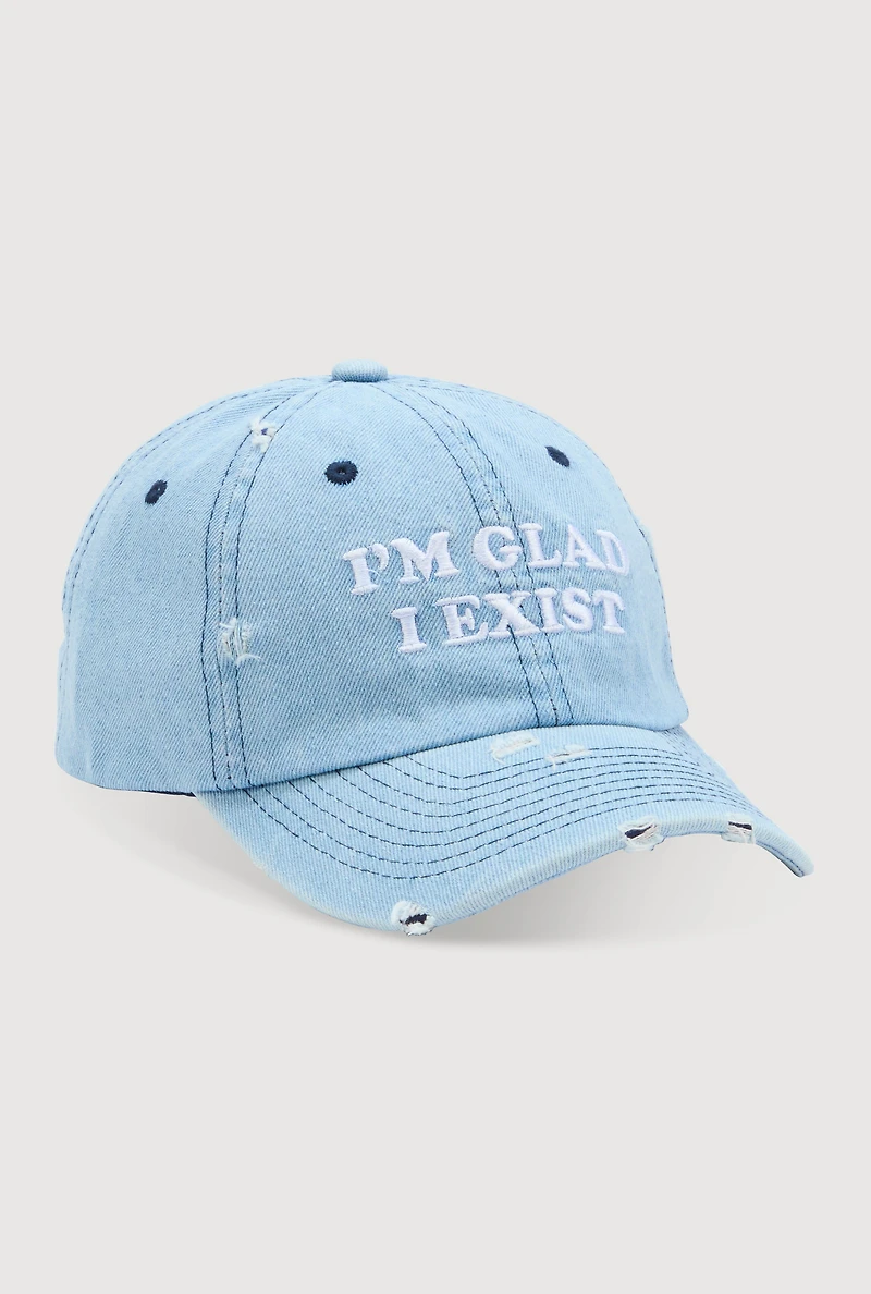Womens Im Glad I Exist Baseball Cap, Blue