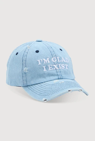 Womens Im Glad I Exist Baseball Cap, Blue